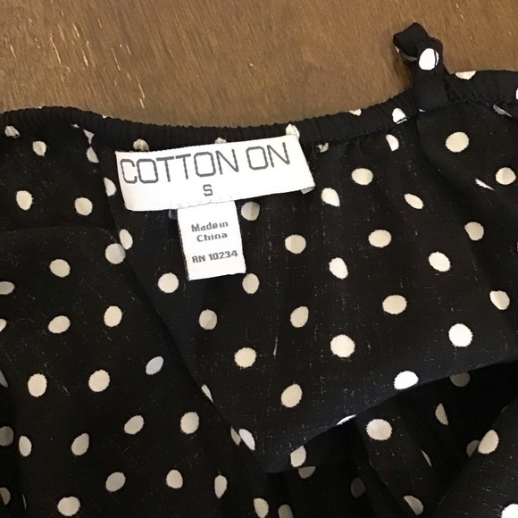 Cotton On Small Polka Dot Mini Dress Black White Ruffle Adjustable Straps - Picture 6 of 8